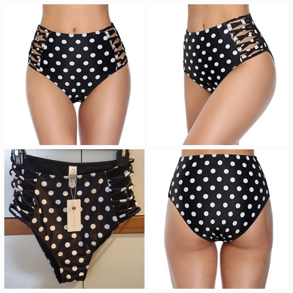 NWT- Size Medium HOLIPICK High Rise Women's Bikini Bottoms Full Coverage . $13